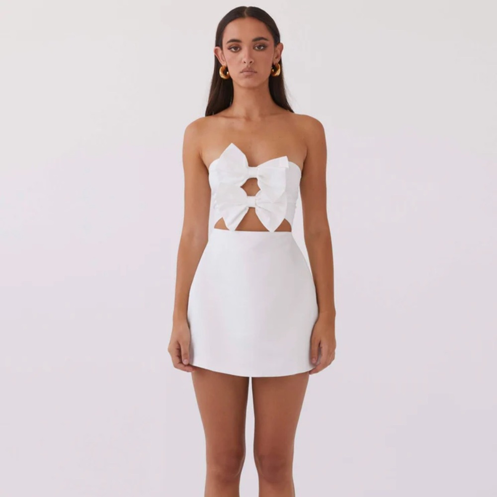 White Strapless Bow Dress - NWT